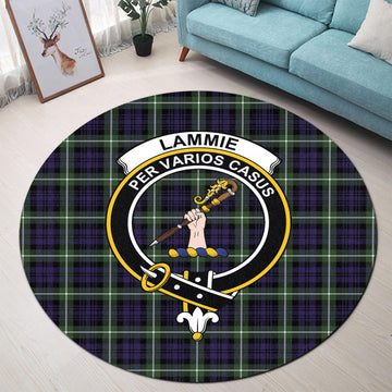 Lammie Tartan Round Rug with Family Crest - Tartan Vibes Clothing