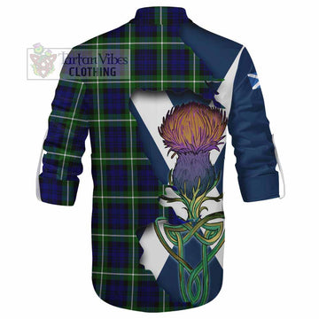 Tartan Vibes Clothing Lammie Tartan Family Crest Ghillie Kilt Shirt Scottish Thistle Celtic Inspired