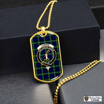 Tartan Vibes Clothing Lammie Tartan Dog Tag Necklace with Family Crest
