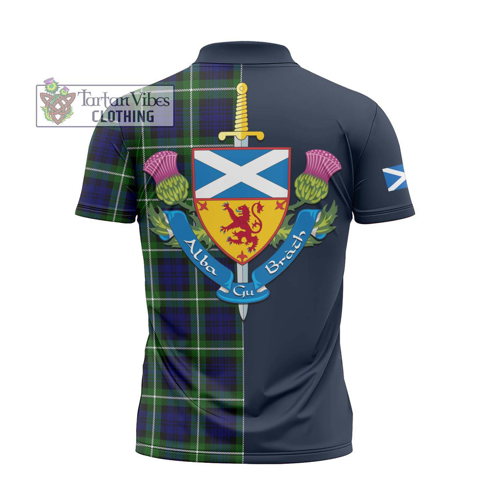 Lammie Tartan Zipper Polo Shirt Alba with Scottish Lion Royal Arm Half Style - Tartan Vibes Clothing