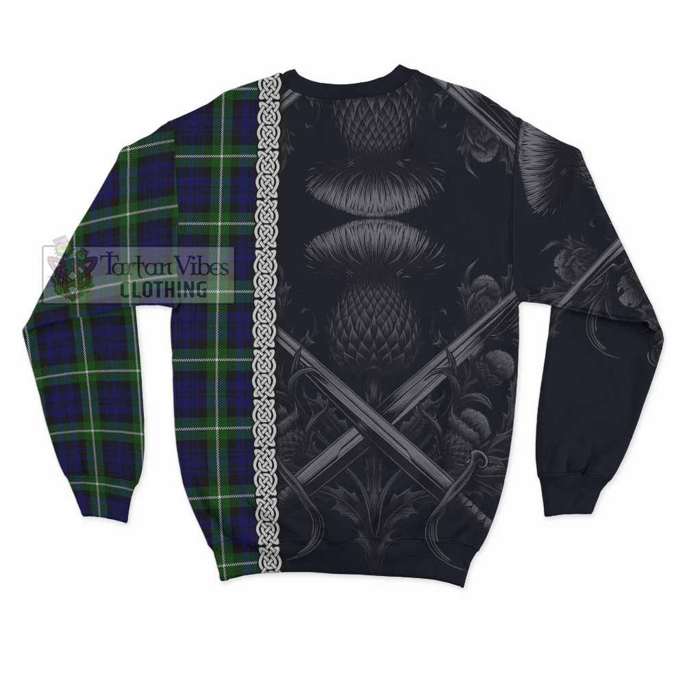 Lammie Tartan Sweatshirt with Family Crest Cross Sword Thistle Celtic Vibes - Tartan Vibes Clothing