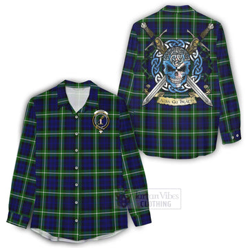 Lammie Tartan Women's Casual Shirt with Family Crest Celtic Skull Style - Tartan Vibes Clothing