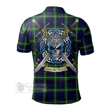 Lammie Tartan Polo Shirt with Family Crest Celtic Skull Style - Tartan Vibes Clothing