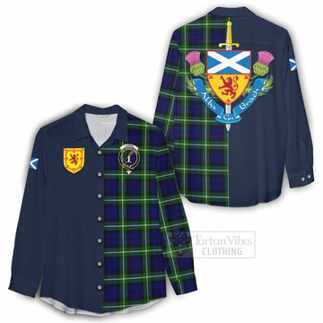 Lammie Tartan Women's Casual Shirt Alba with Scottish Lion Royal Arm Half Style - Tartan Vibes Clothing