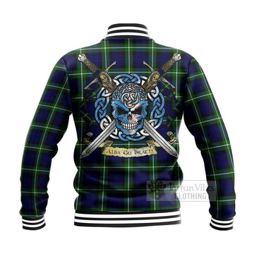 Lammie Tartan Baseball Jacket with Family Crest Celtic Skull Style - Tartan Vibes Clothing