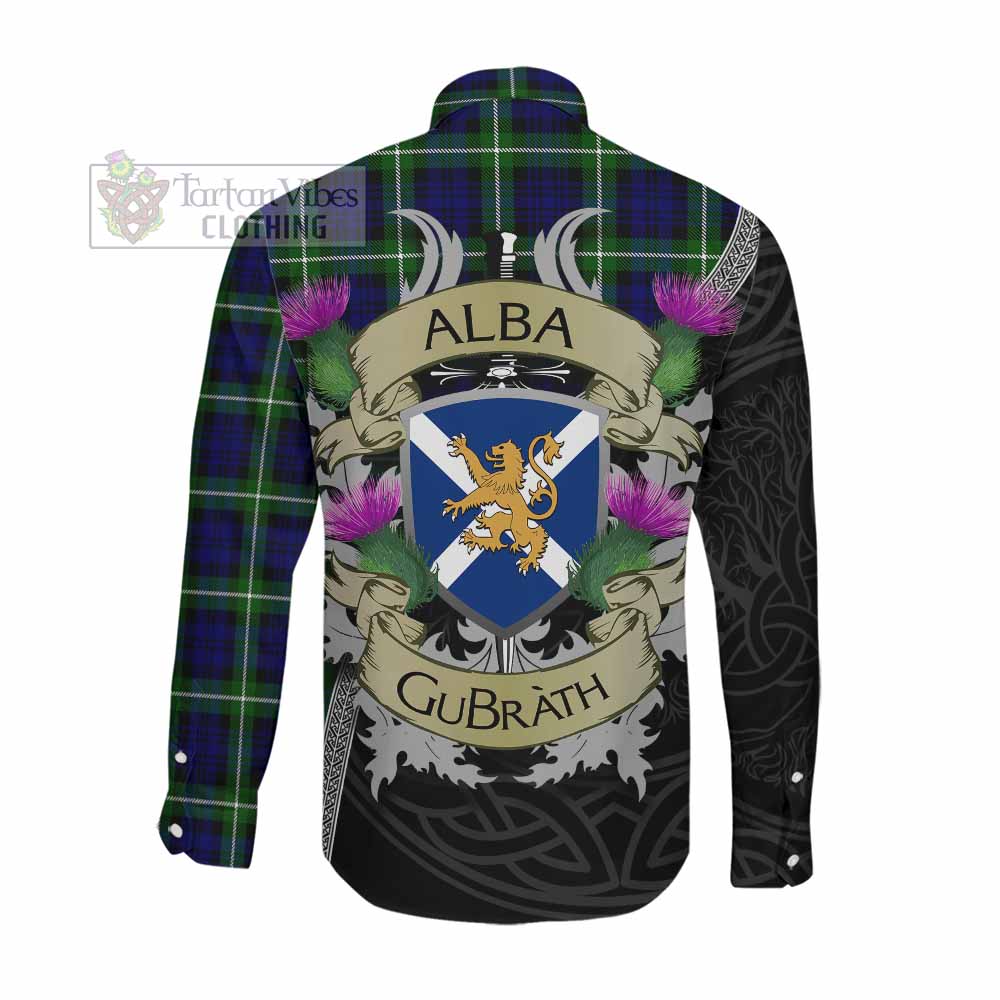 Lammie Tartan Family Crest Long Sleeve Button Shirt Lion Rampant Royal Thistle Shield Celtic Inspired Men's Shirt - Tartan Vibes Clothing