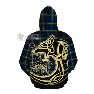 Lammie Tartan Cotton Hoodie with Family Crest Celtic Wolf Style Pullover Hoodie - Tartan Vibes Clothing