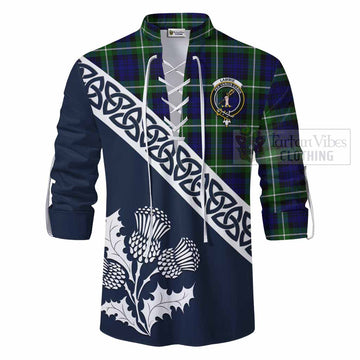 Lammie Tartan Ghillie Kilt Shirt Featuring Thistle and Scotland Map - Tartan Vibes Clothing