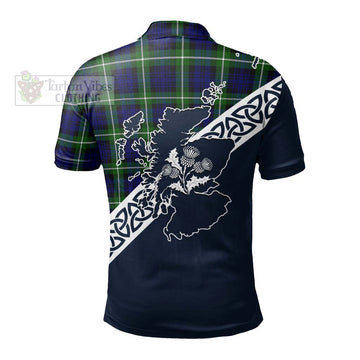 Lammie Tartan Polo Shirt Featuring Thistle and Scotland Map - Tartanvibesclothing Store