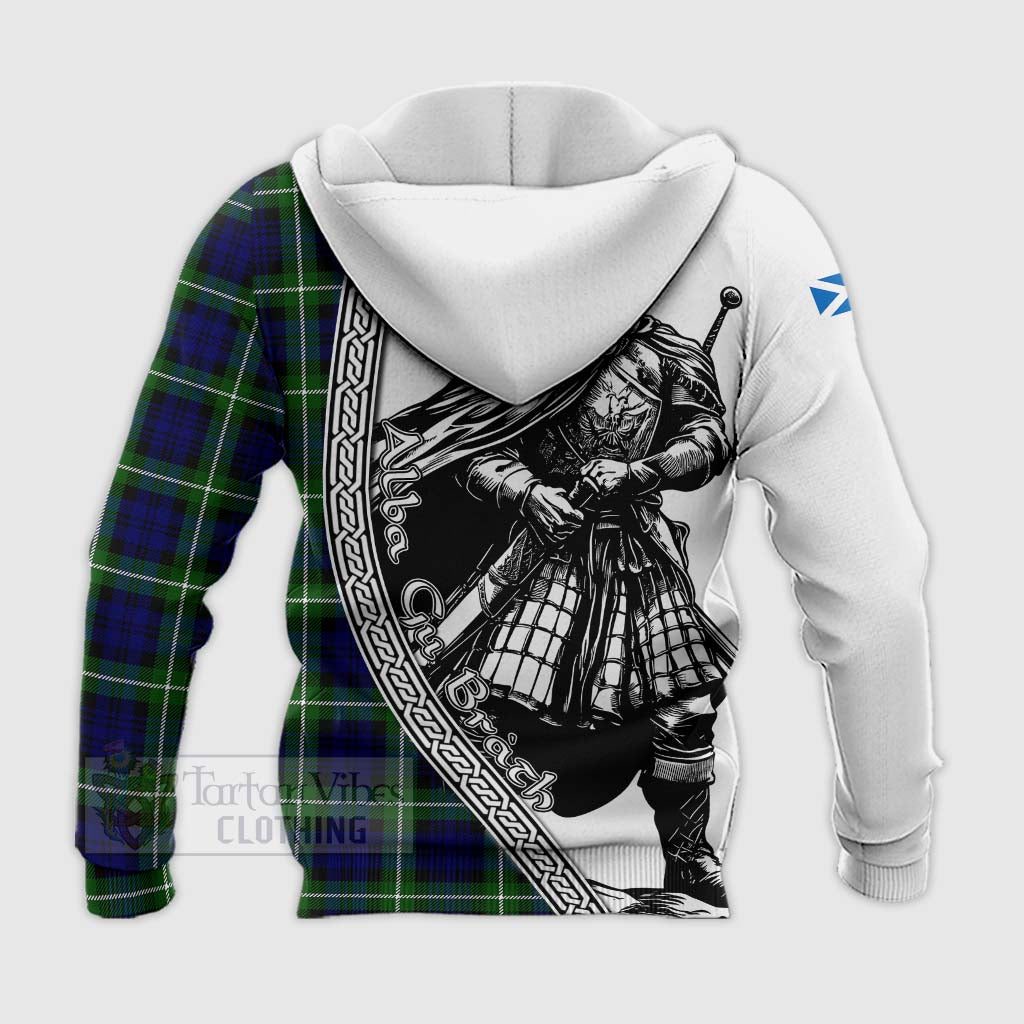 Lammie Tartan Clan Crest Knitted Hoodie with Highlander Warrior Celtic Style - Tartan Vibes Clothing