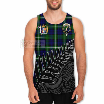Lammie Crest Tartan Men's Tank Top with New Zealand Silver Fern Half Style - Tartan Vibes Clothing