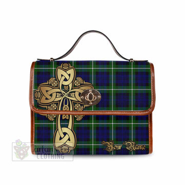 Tartan Vibes Clothing Lammie Tartan Waterproof Canvas Bag Golden Thistle Celtic Cross Style