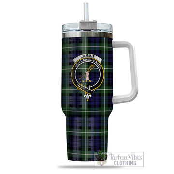 Lammie Tartan and Family Crest Tumbler with Handle