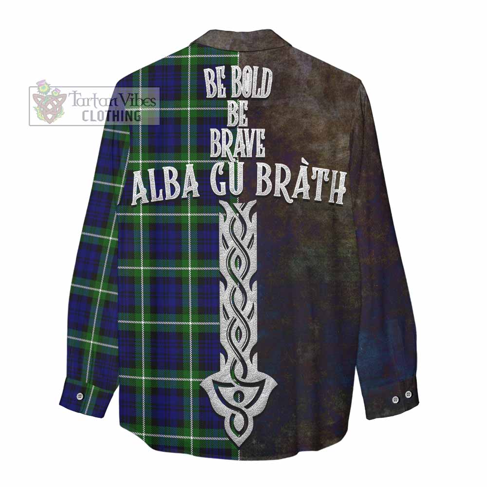 Tartan Vibes Clothing Lammie Tartan Family Crest Women's Casual Shirt Alba Gu Brath Be Brave Lion Ancient Style