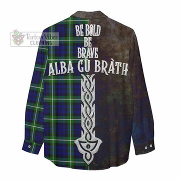 Lammie Tartan Family Crest Women's Casual Shirt Alba Gu Brath Be Brave Lion Ancient Style