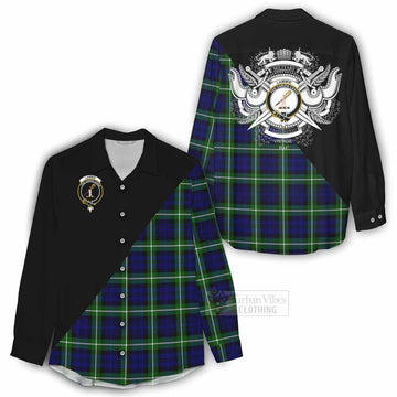 Lammie Tartan Women's Casual Shirt with Family Crest and Military Logo Style - Tartan Vibes Clothing