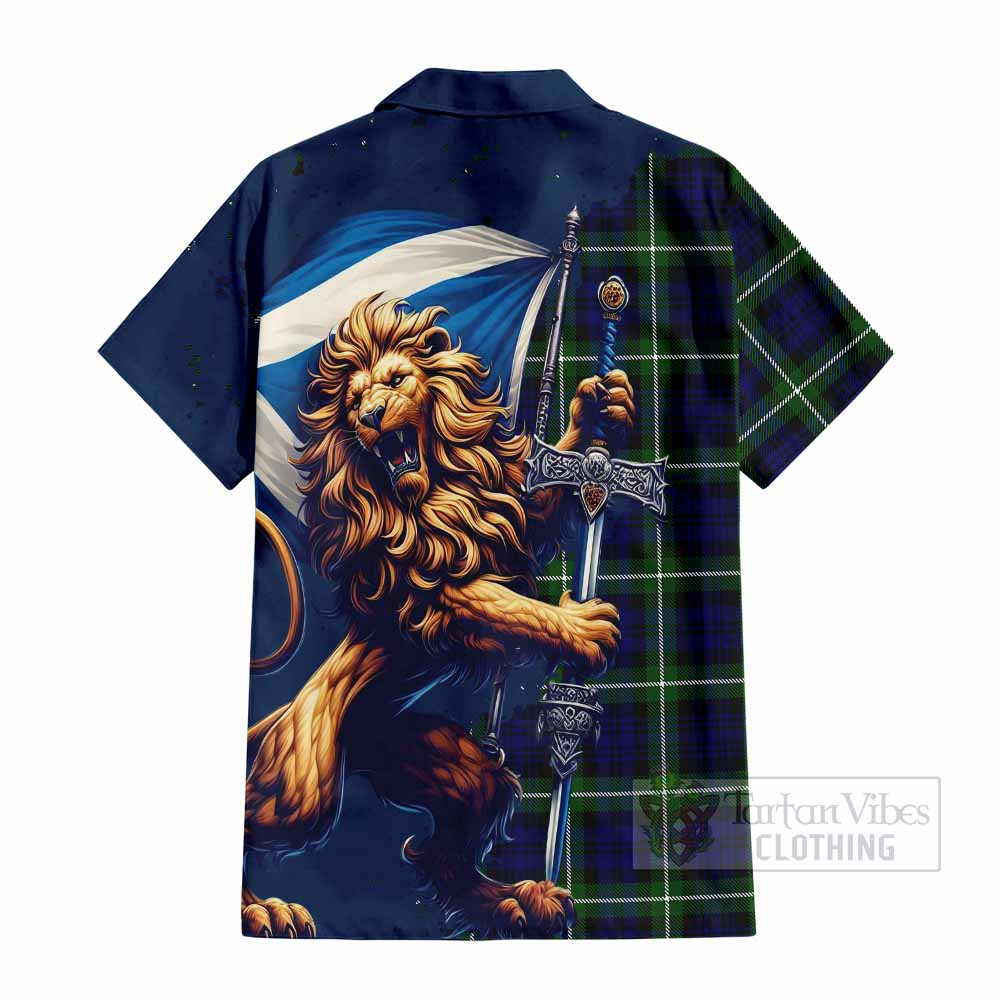 Lammie Tartan Family Crest Hawaiian Shirt with Scottish Majestic Lion - Tartan Vibes Clothing