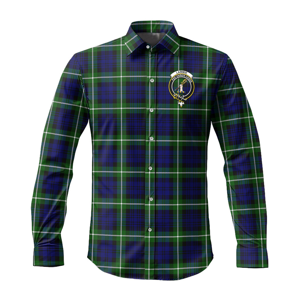 Lammie Tartan Long Sleeve Button Up Shirt with Family Crest Men's Shirt - Tartan Vibes Clothing