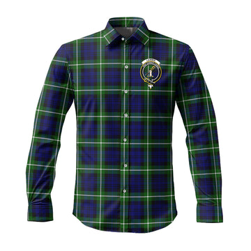 Lammie Tartan Long Sleeve Button Up Shirt with Family Crest Men's Shirt - Tartan Vibes Clothing