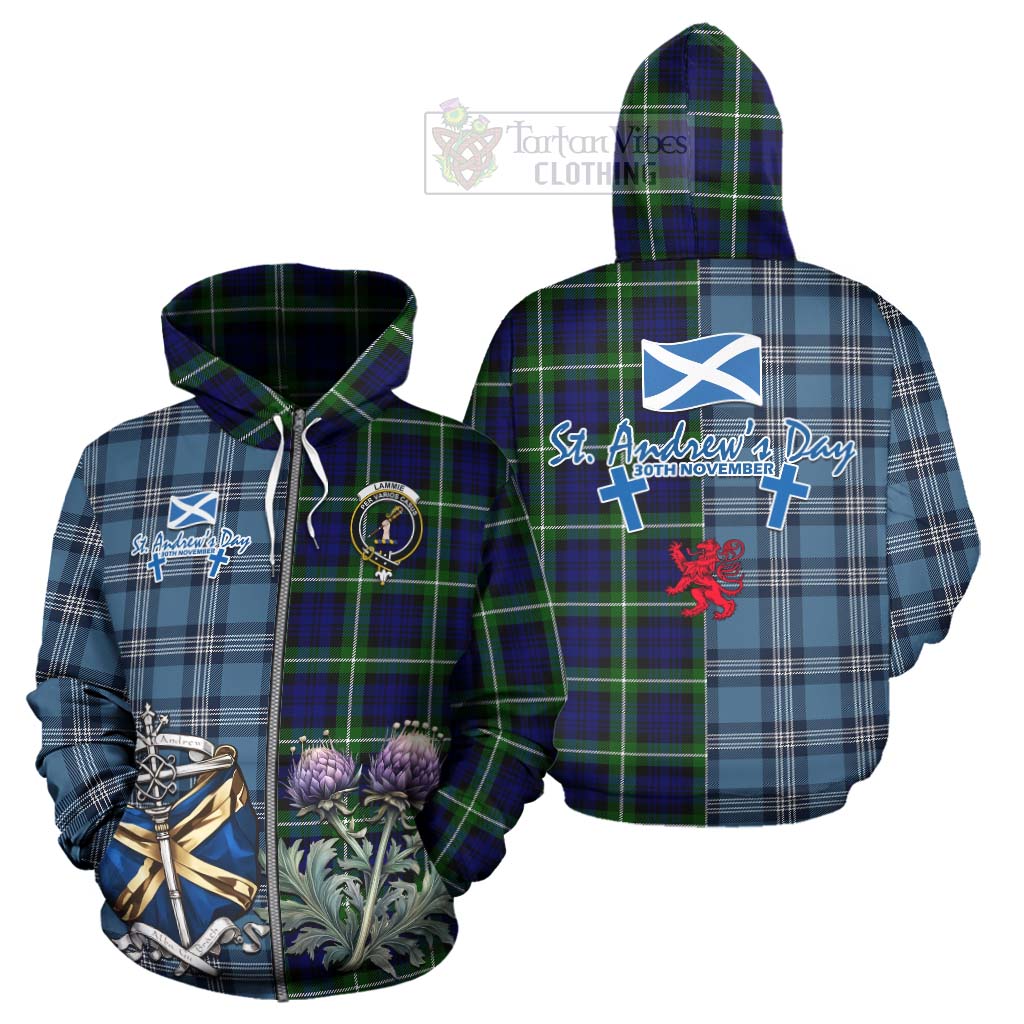 Lammie Tartan Hoodie Happy St. Andrew's Day Half Tartan Style - Tartan Vibes Clothing