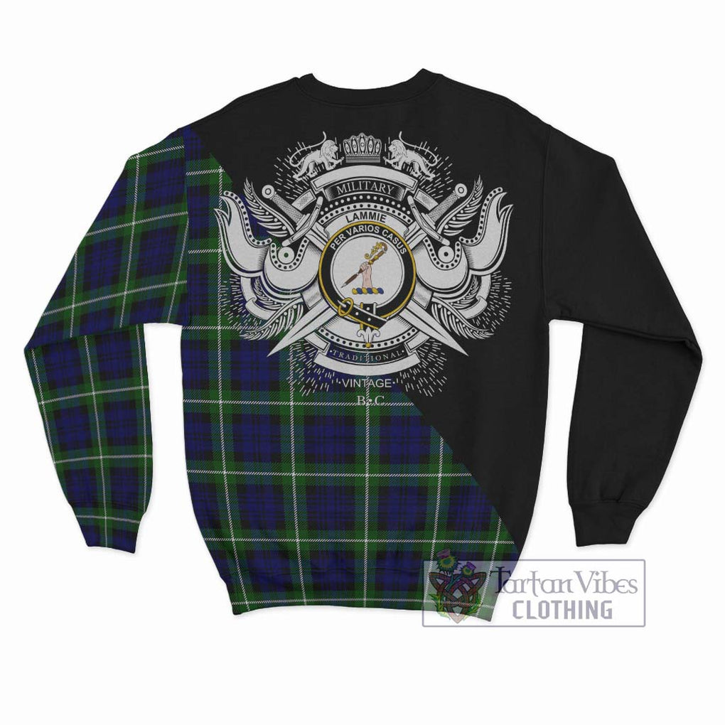 Lammie Tartan Sweatshirt with Family Crest and Military Logo Style - Tartan Vibes Clothing