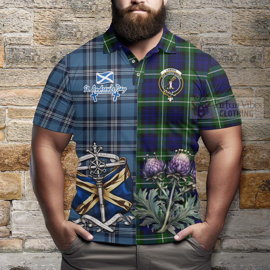 Lammie Tartan Polo Shirt Happy St. Andrew's Day Half Tartan Style - Tartan Vibes Clothing