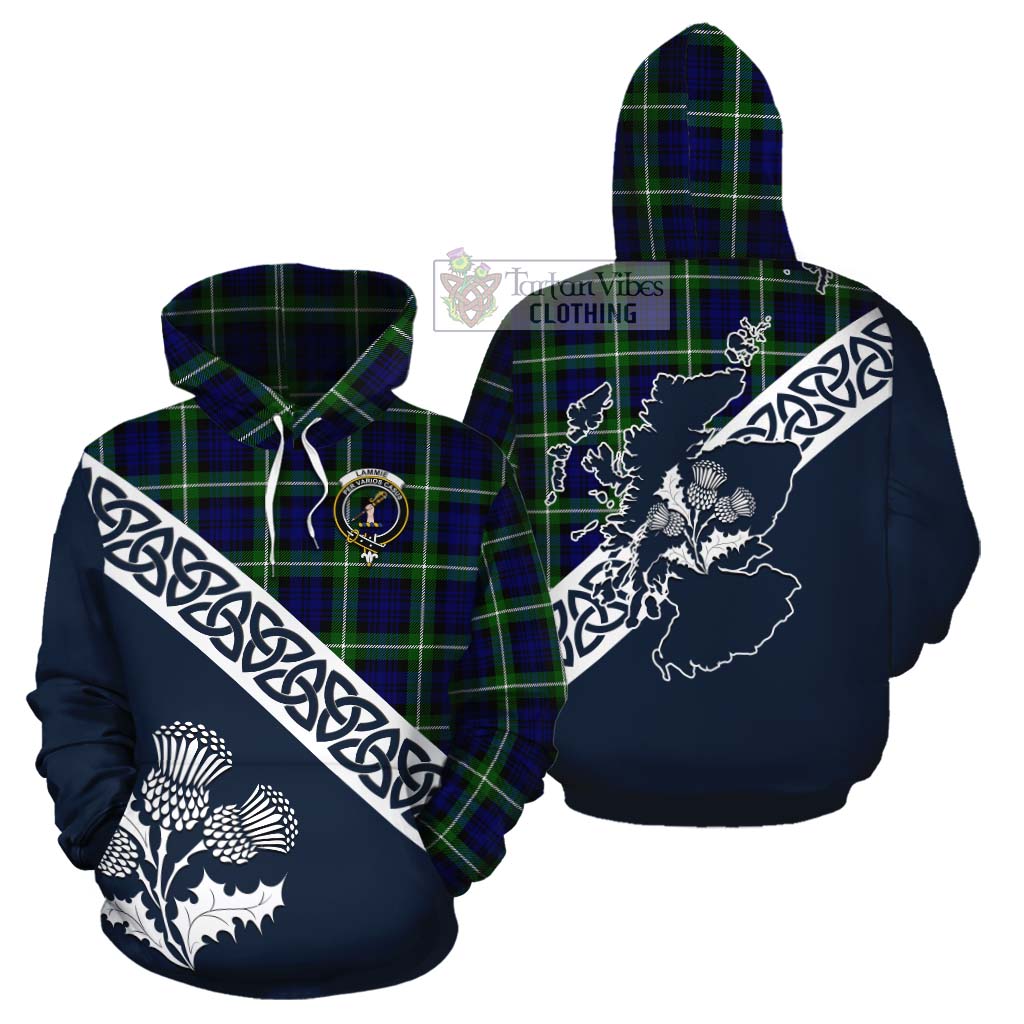 Lammie Tartan Cotton Hoodie Featuring Thistle and Scotland Map Zip Hoodie - Tartan Vibes Clothing