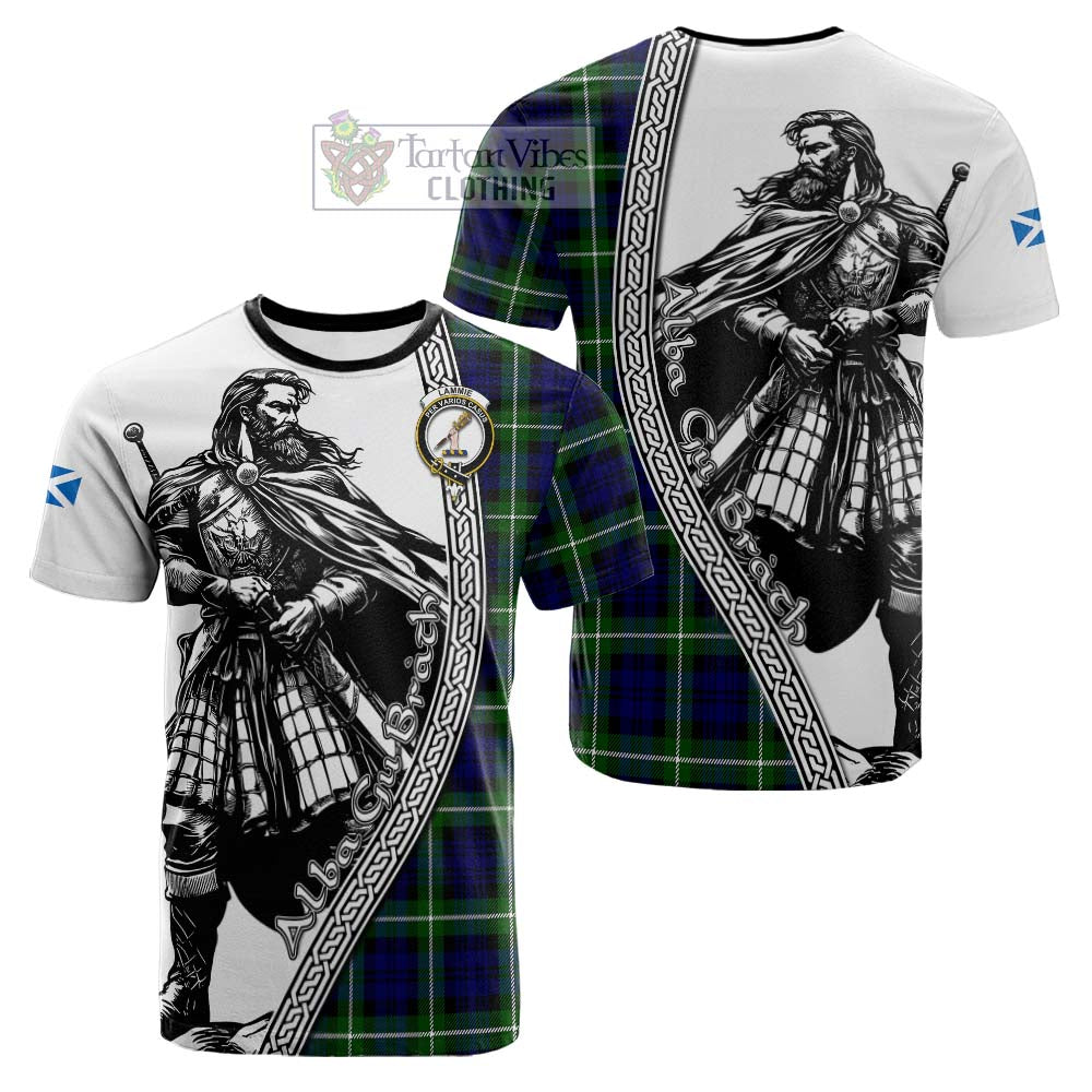 Lammie Tartan Clan Crest Cotton T-shirt with Highlander Warrior Celtic Style - Tartan Vibes Clothing