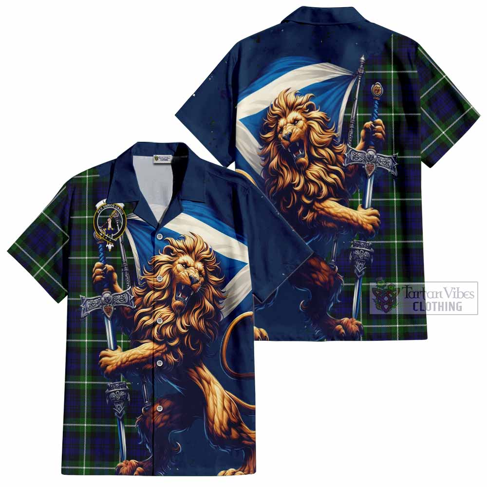 Lammie Tartan Family Crest Hawaiian Shirt with Scottish Majestic Lion - Tartan Vibes Clothing