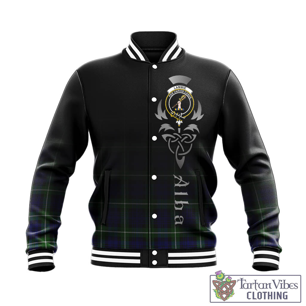 Lammie Tartan Baseball Jacket Featuring Alba Gu Brath Family Crest Celtic Inspired - Tartan Vibes Clothing