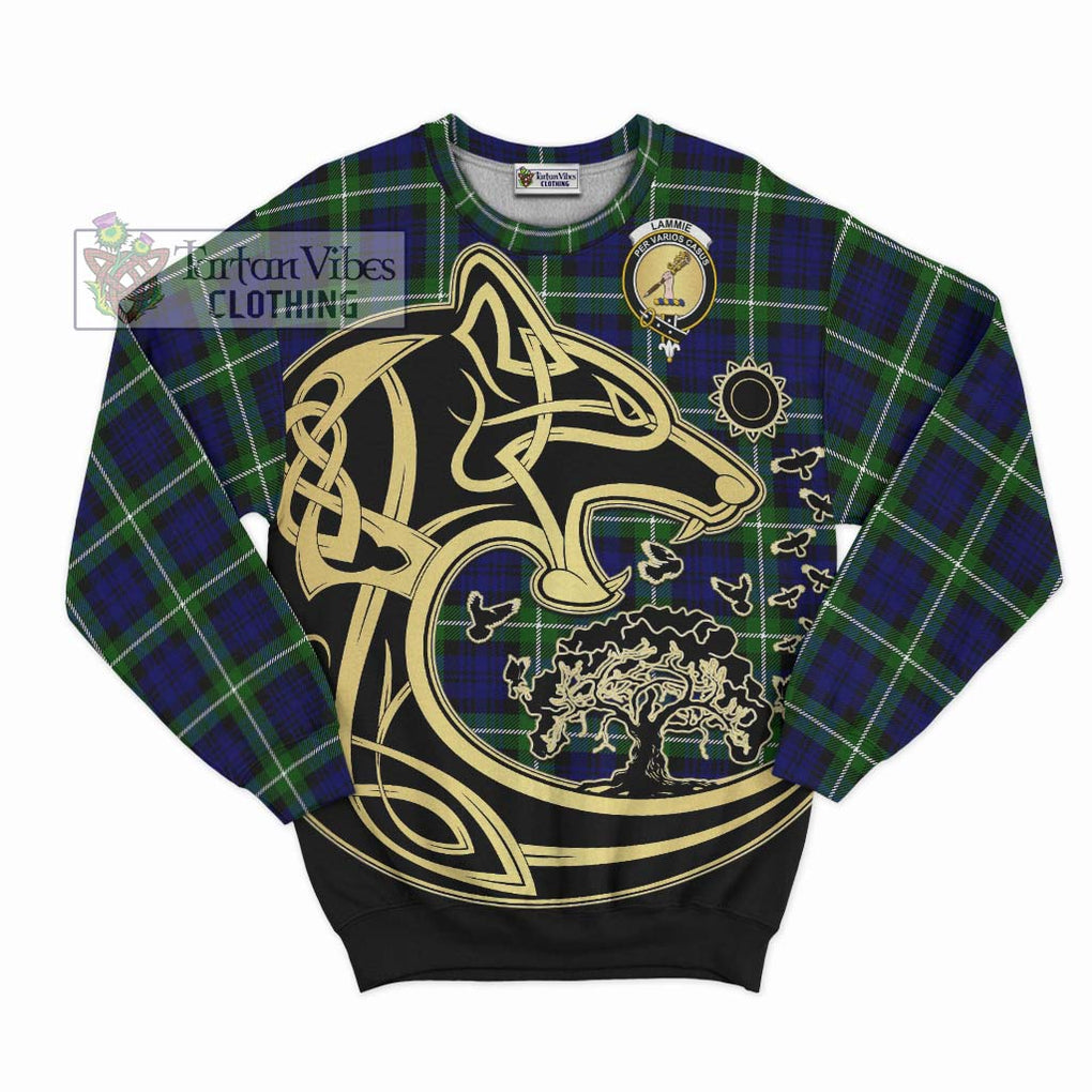 Lammie Tartan Sweatshirt with Family Crest Celtic Wolf Style - Tartan Vibes Clothing