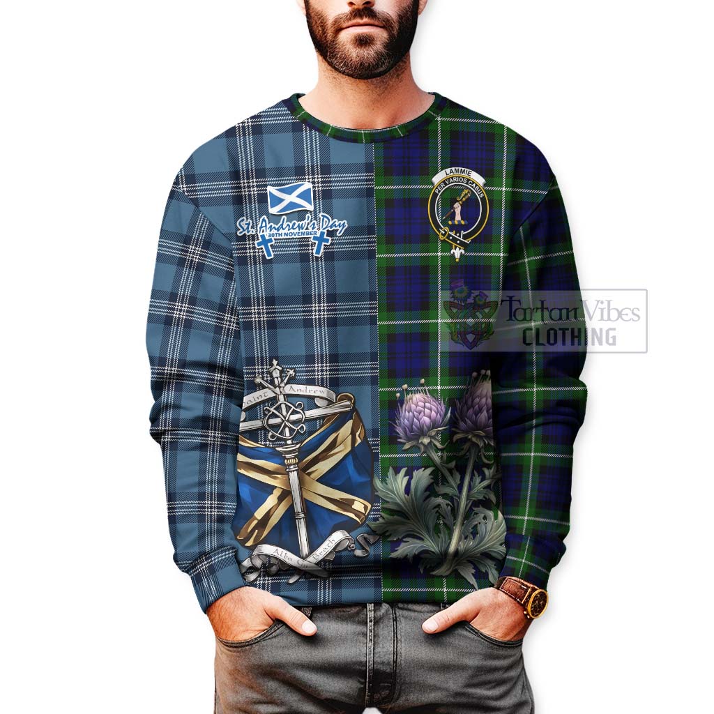 Lammie Tartan Sweatshirt Happy St. Andrew's Day Half Tartan Style - Tartan Vibes Clothing