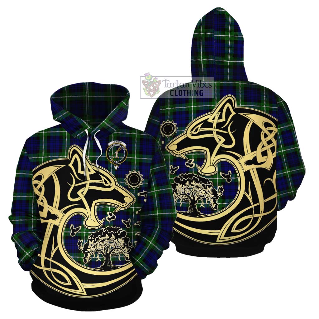 Lammie Tartan Cotton Hoodie with Family Crest Celtic Wolf Style Zip Hoodie - Tartan Vibes Clothing