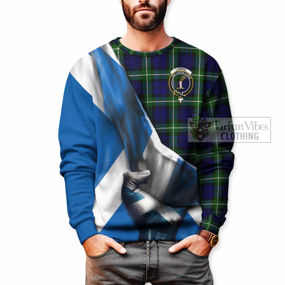 Lammie Tartan Sweatshirt with Family Crest Scotland Patriotic Style - Tartan Vibes Clothing