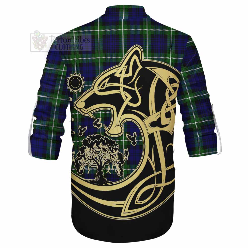 Lammie Tartan Ghillie Kilt Shirt with Family Crest Celtic Wolf Style - Tartan Vibes Clothing
