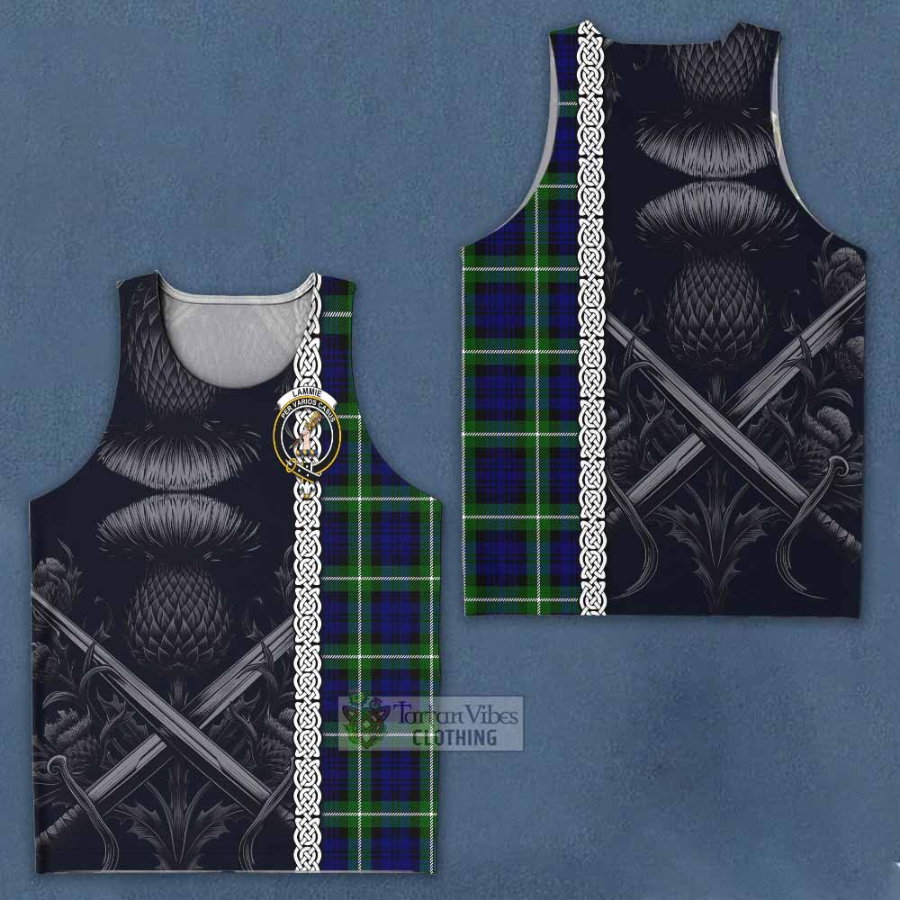Lammie Tartan Men's Tank Top with Family Crest Cross Sword Thistle Celtic Vibes - Tartan Vibes Clothing