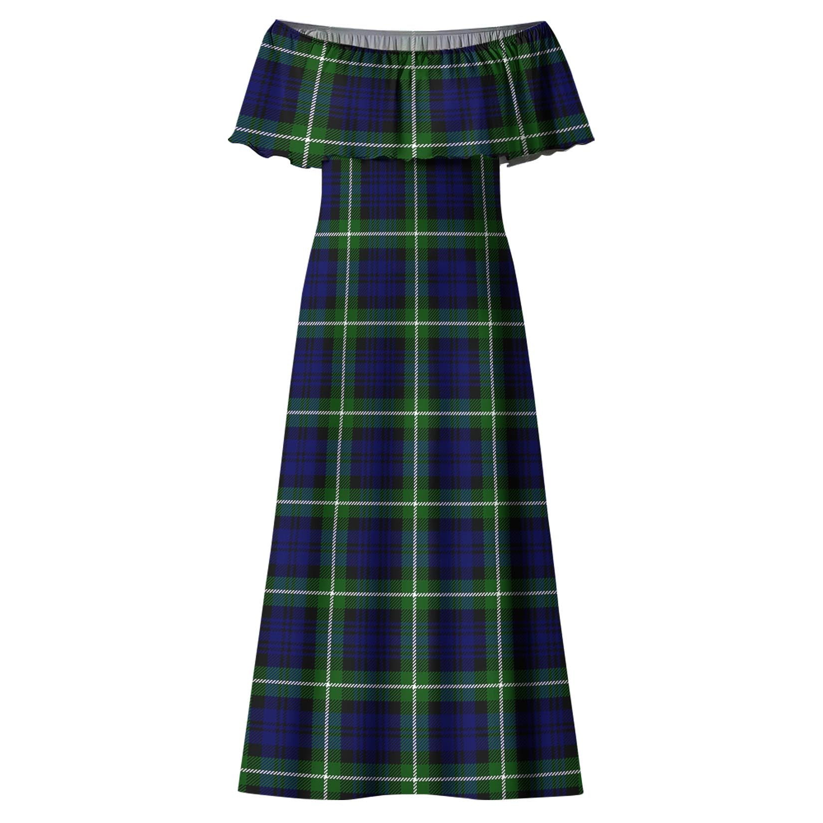 Lammie Tartan Off Shoulder Long Dress - Tartan Vibes Clothing