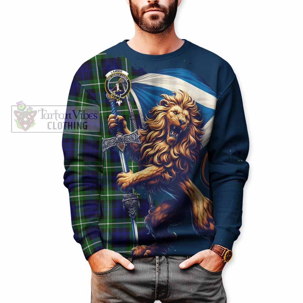 Lammie Tartan Family Crest Sweatshirt with Scottish Majestic Lion - Tartan Vibes Clothing