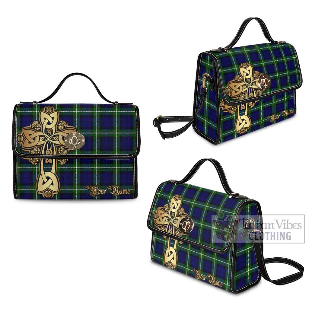 Tartan Vibes Clothing Lammie Tartan Waterproof Canvas Bag Golden Thistle Celtic Cross Style