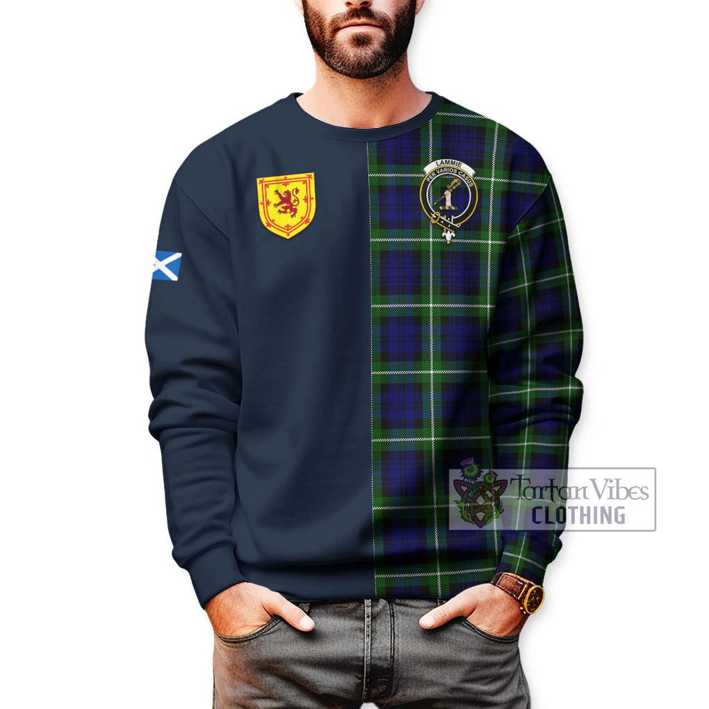 Lammie Tartan Sweatshirt Alba with Scottish Lion Royal Arm Half Style - Tartan Vibes Clothing