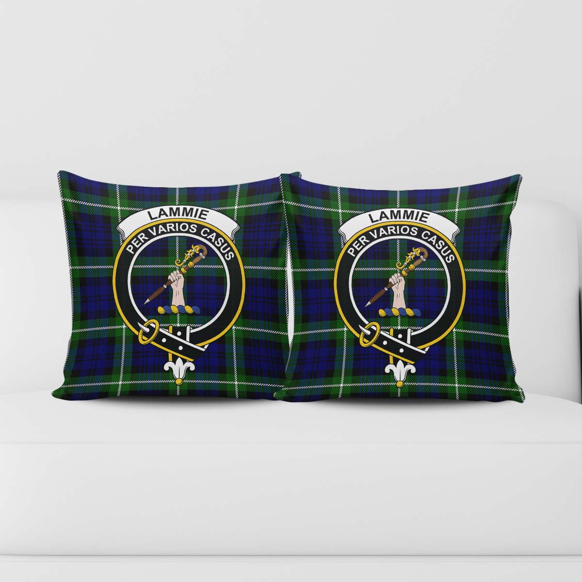 Lammie Tartan Pillow Cover with Family Crest - Tartan Vibes Clothing