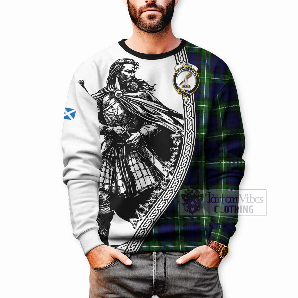 Lammie Tartan Clan Crest Sweatshirt with Highlander Warrior Celtic Style - Tartan Vibes Clothing
