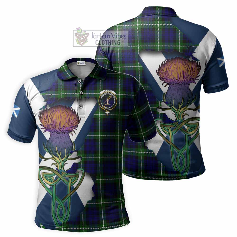 Lammie Tartan Family Crest Polo Shirt Scottish Thistle Celtic Inspired - Tartan Vibes Clothing