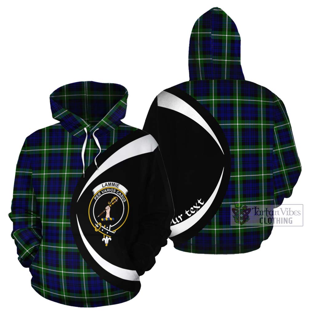 Lammie Tartan Cotton Hoodie with Family Crest Circle Style Zip Hoodie - Tartan Vibes Clothing