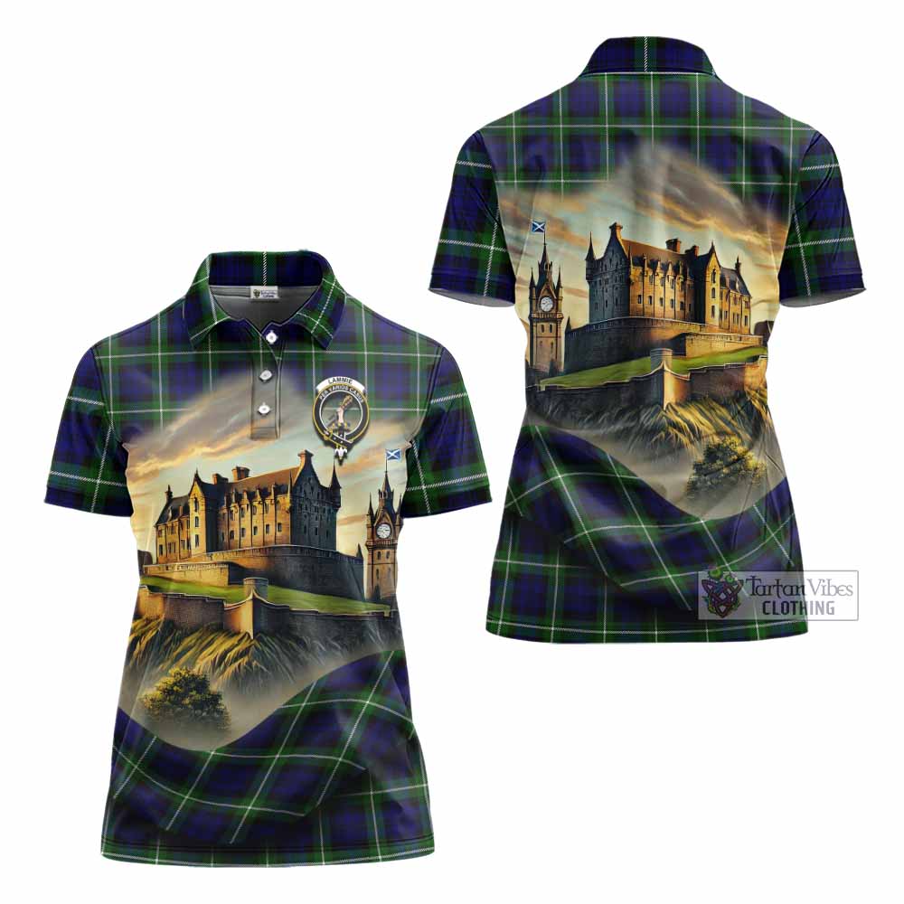 Lammie Tartan Family Crest Women's Polo Shirt with Scottish Ancient Castle Style - Tartan Vibes Clothing