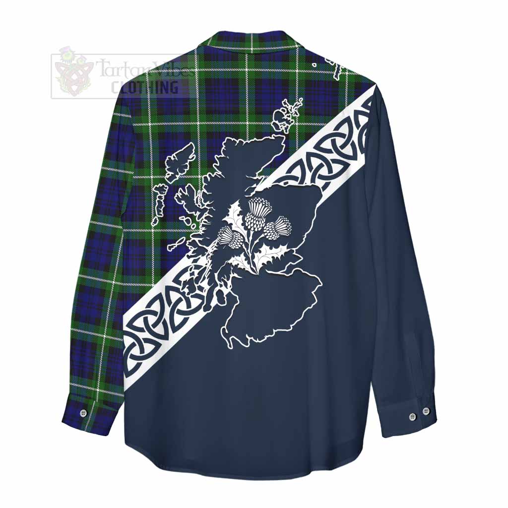 Lammie Tartan Women's Casual Shirt Featuring Thistle and Scotland Map - Tartan Vibes Clothing
