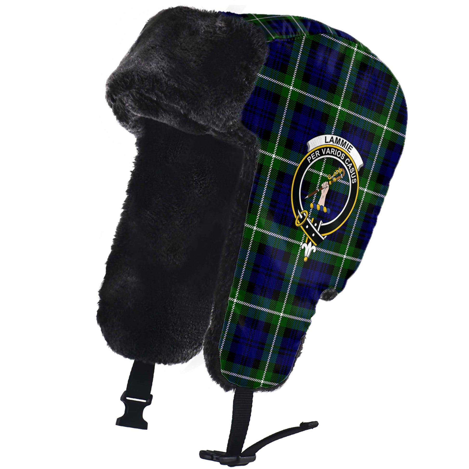 Lammie Tartan Winter Trapper Hat with Family Crest - Tartan Vibes Clothing