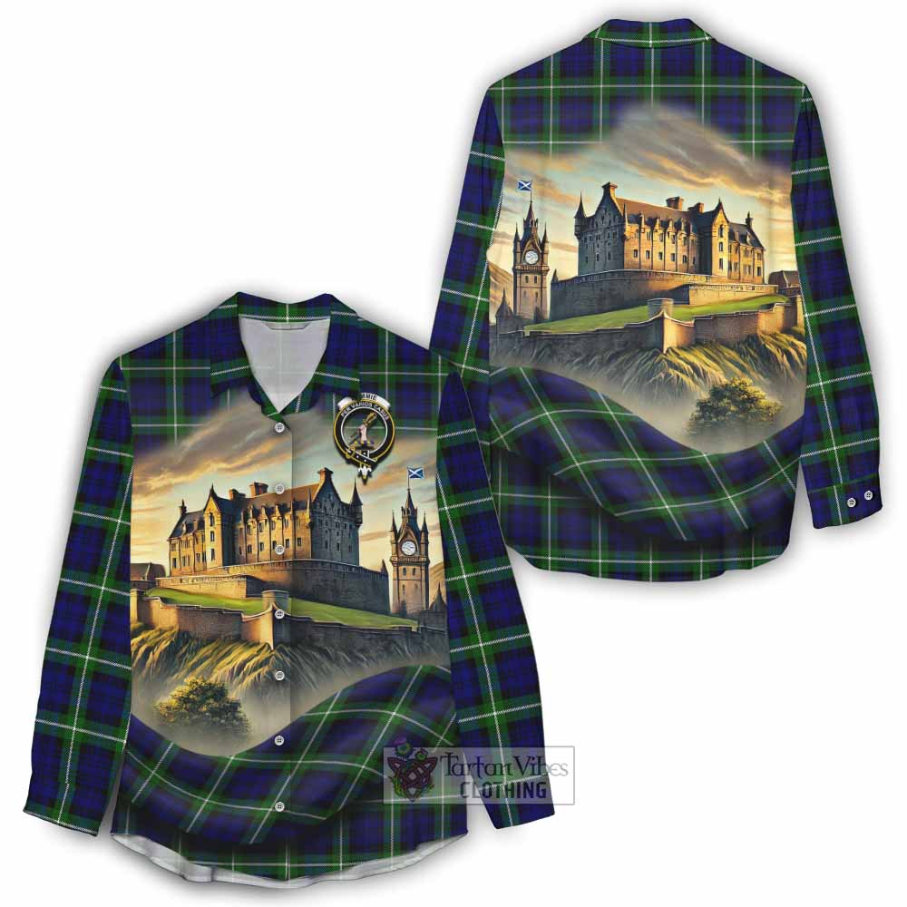 Lammie Tartan Family Crest Women's Casual Shirt with Scottish Ancient Castle Style - Tartan Vibes Clothing