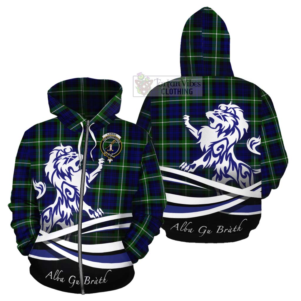 Lammie Tartan Cotton Hoodie with Alba Gu Brath Regal Lion Emblem - Tartan Vibes Clothing