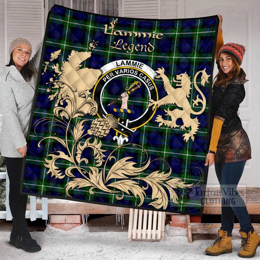 Tartan Vibes Clothing Lammie Tartan Quilt with Family Crest and Scottish Symbol Style